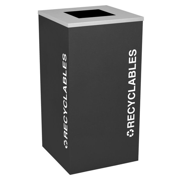 Ex-Cell Kaiser Ex-Cell Kaiser RC-KDSQ-R BLX 24 Gallon Square Recycling Receptacle with Recyclables Decal; Black Texture RC-KDSQ-R BLX